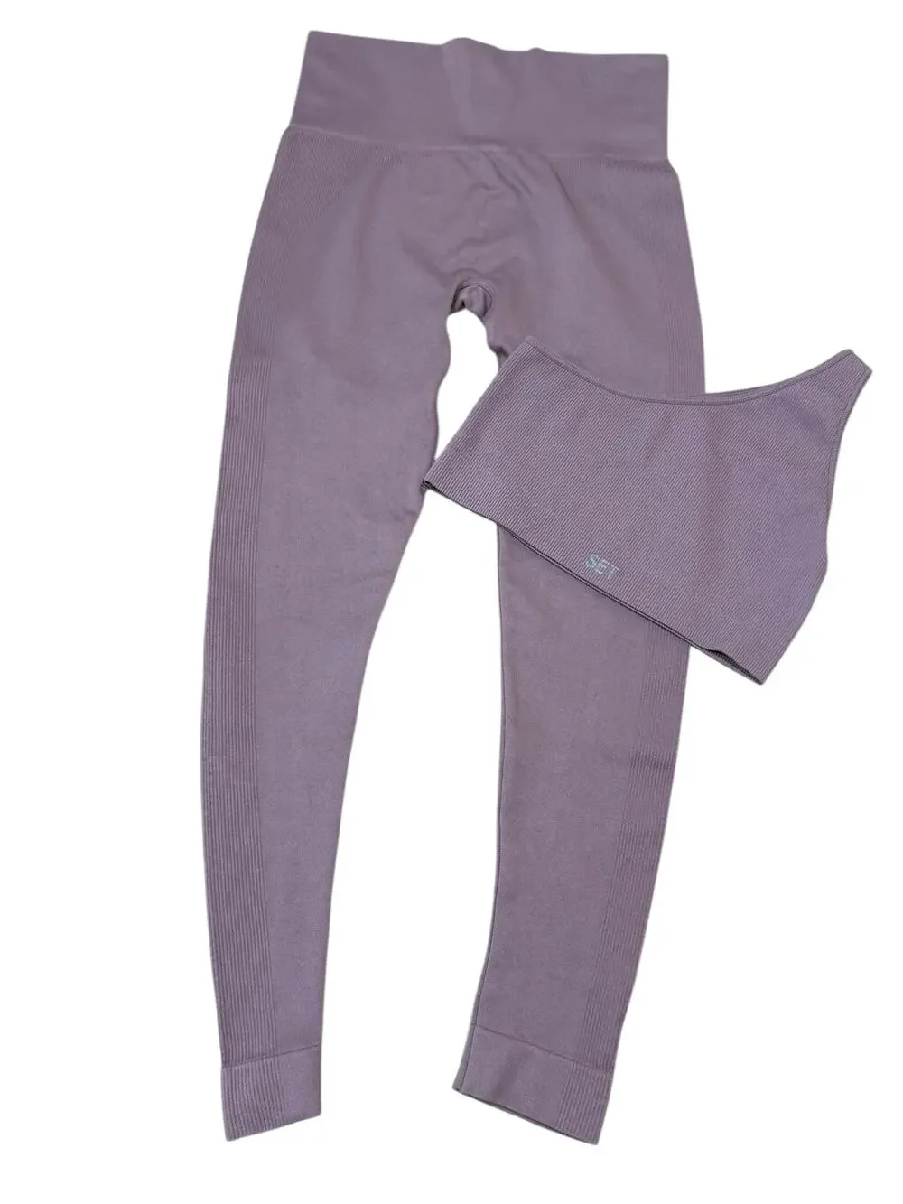 SET Active 2 Piece Set One Shoulder Bra Top and Hi Rise Legging Pant Sculptflex